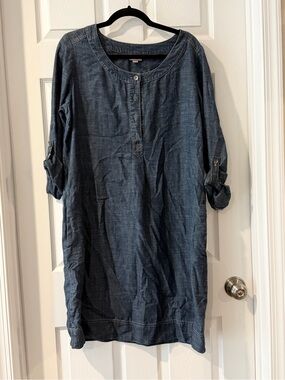 J. Jill Denim-Style Blue Long-Sleeve Henley Tunic